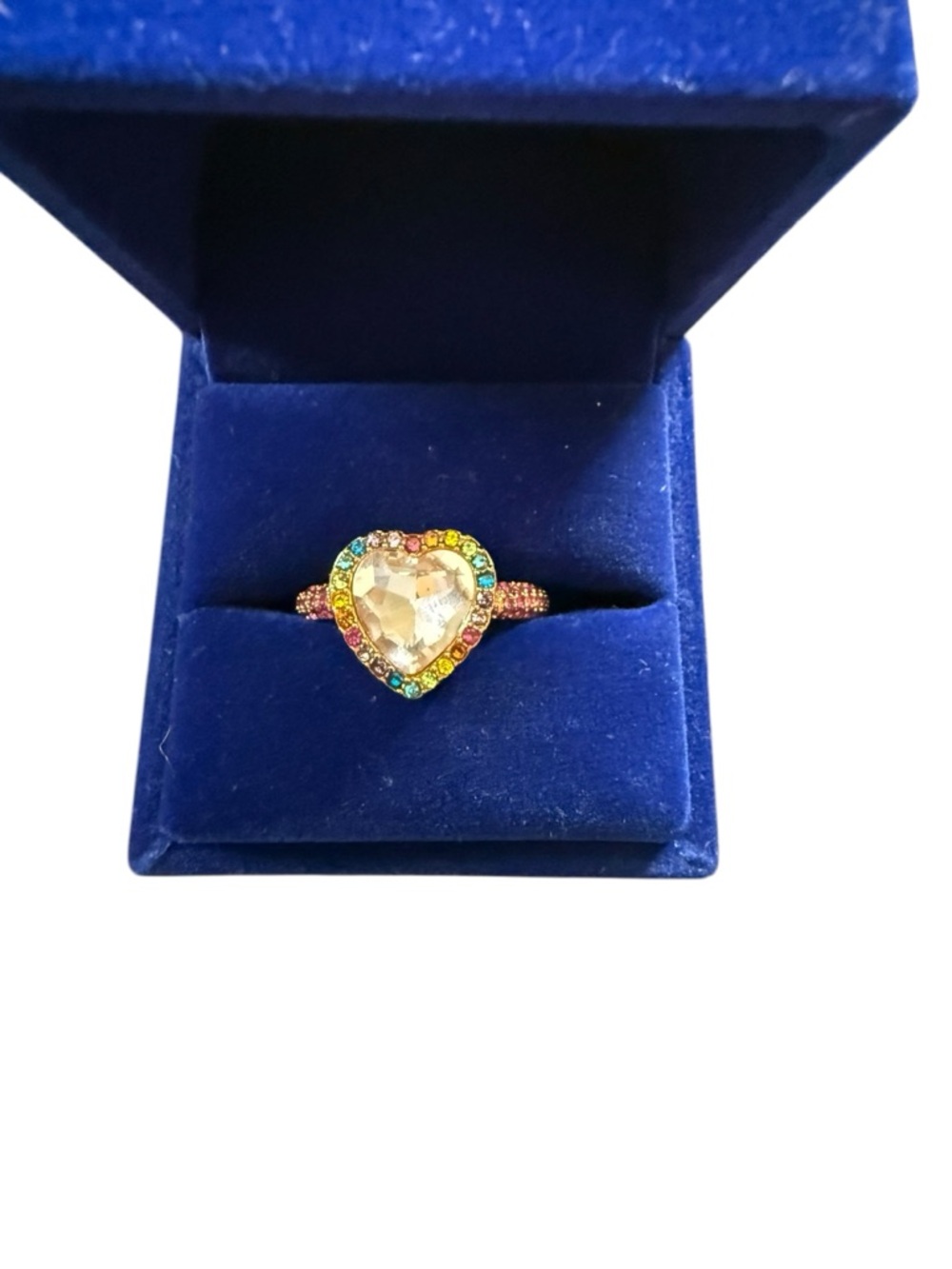 Kurt Geiger Gold Heart Ring with Multicolor Stones
